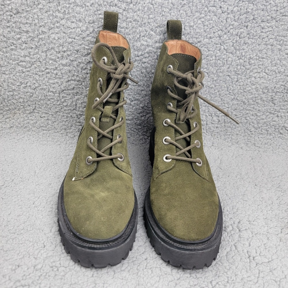 Madewell Rayna Lace-Up Lugsole Boot SuedeGreen Preppy Punk Hippie‎ Combat 7.5 - Picture 4 of 10